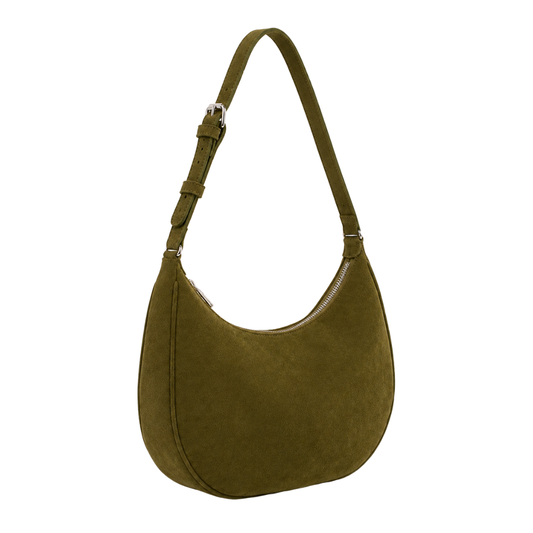 Emporio Medium Suede Crescent Shoulder Handbag