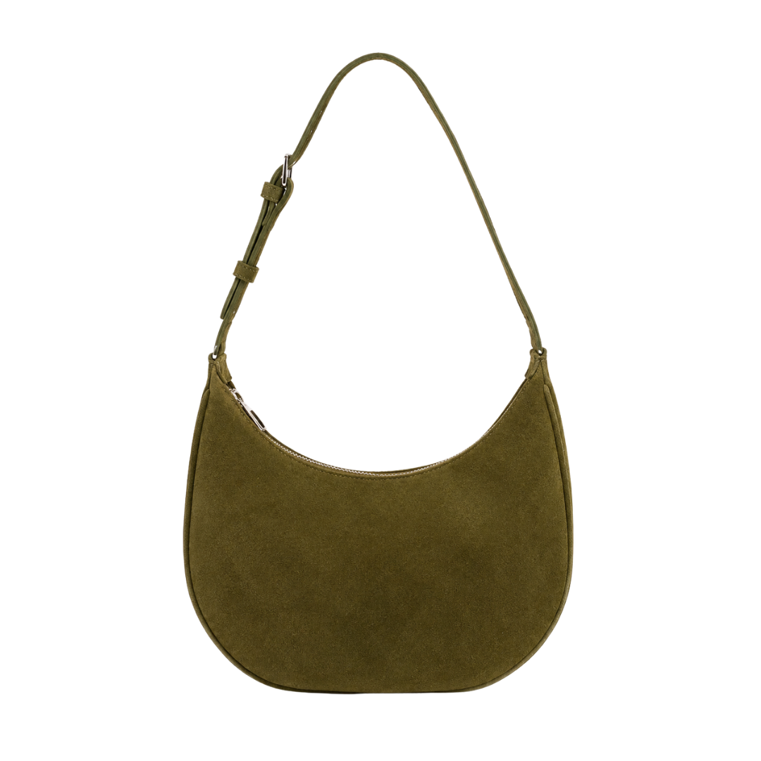 Emporio Medium Suede Crescent Shoulder Handbag