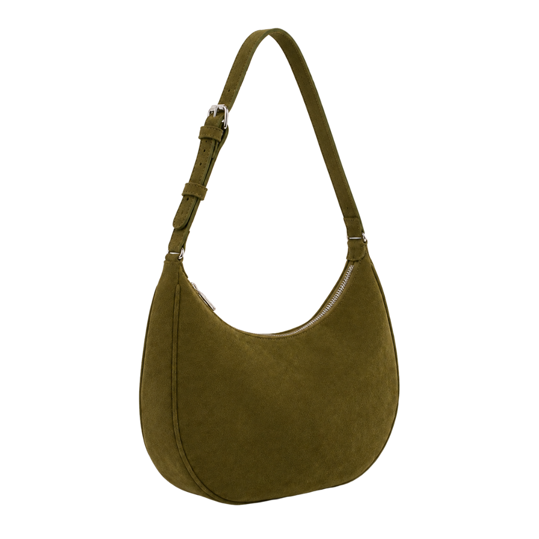Emporio Medium Suede Crescent Shoulder Handbag